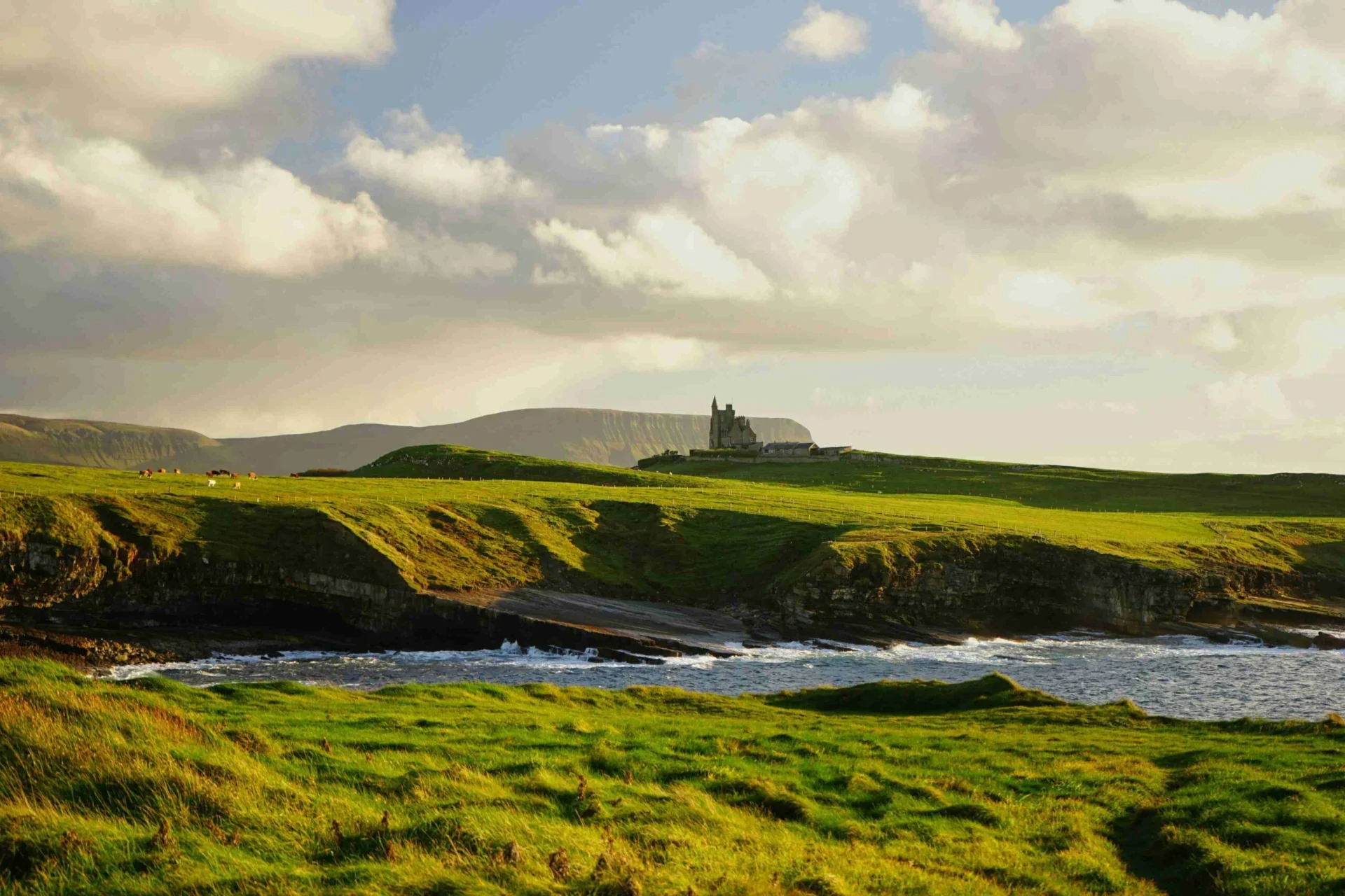 Sunlit Castle on Cliffside with Grazing Sheep Z0qprXw scaled