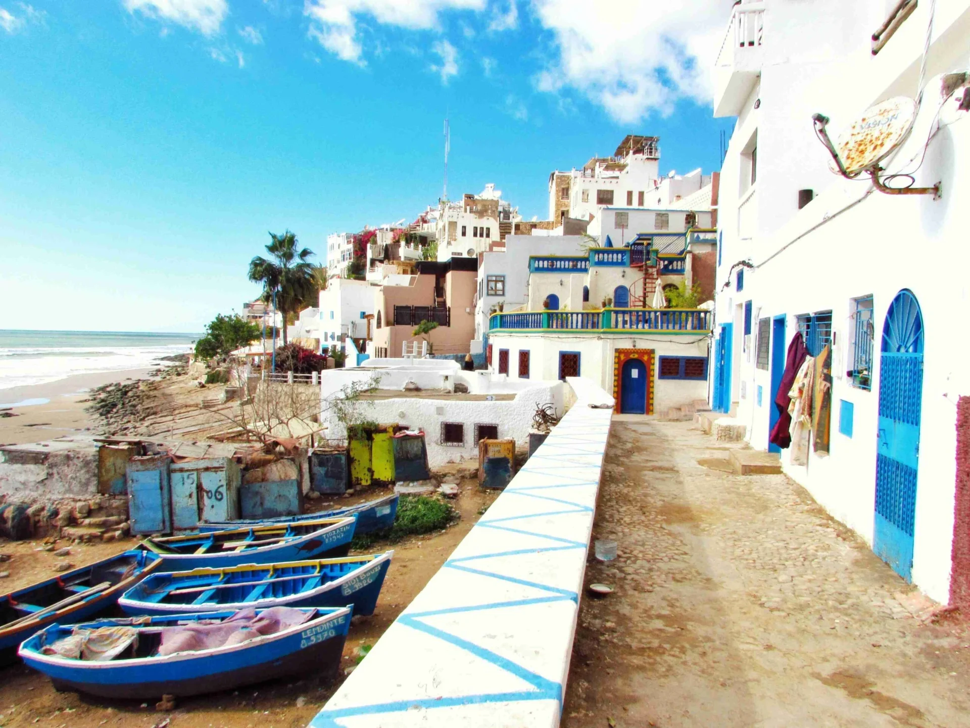 Blue Painted Houses of Hillside Town